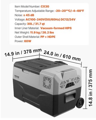 Nevera portátil VEVOR 30L