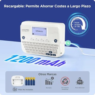 SUPVAN E12 Etiquetadora Bluetooth + 4 Rollos