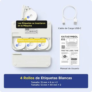 SUPVAN E12 Etiquetadora Bluetooth + 4 Rollos
