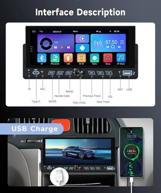 VECHTEL Radio Coche Bluetooth Carplay Android