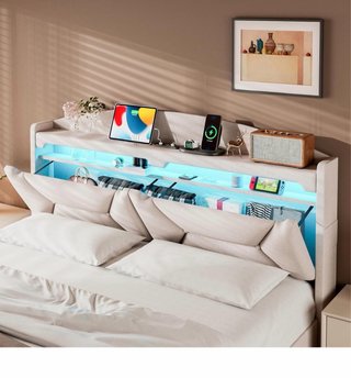 Cama con canapé y luces led NUEVA!!