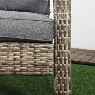 Sedia da Giardino Adironrack con Braccioli e Cuscini, Sedia in Rattan e Acciaio per Interni ed Esterni, 64X80X90 Cm, Grigio Scuro