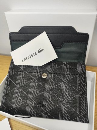 Monedero Lacoste Negro y Gris