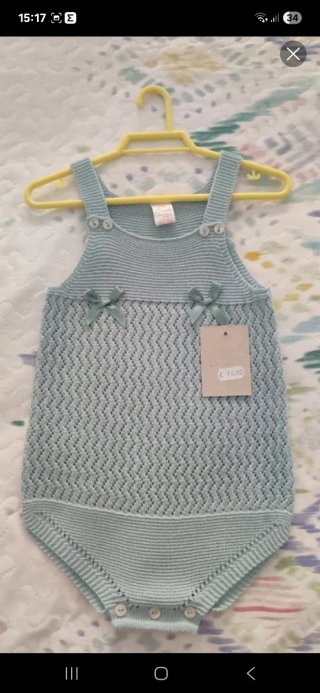 Conjunto bebé punto azul con lazos