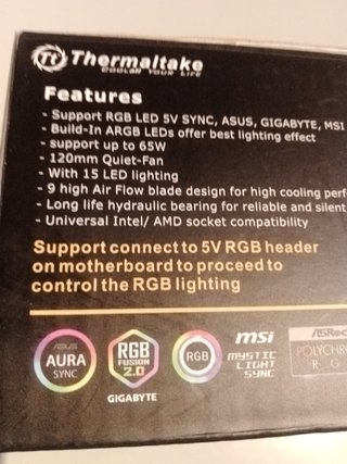 DISIPADOR THERMALTAKE RGB LGA INTEL-AMD