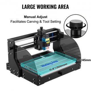 Máquina de Grabado 300×180×45 mm Router CNC CNC 3018 Pro Grabador Láser de 15W Control GRBL Máquina de Grabado Láser de 3 Ejes, con Controlador Offline, para Tallar Plástico, Acrílico, PVC, Madera