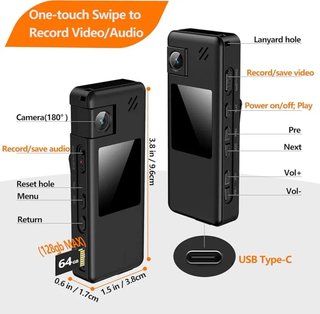 Cámara Corporal 1080P con Audio 64GB