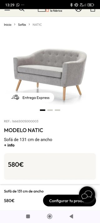 Sofá 2 plazas diseño gris
