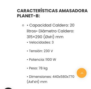 Amasadora Planetaria 20L -78kg - 440/580/770mm