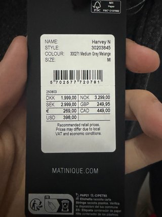 Abrigo Matinique Harvey Talla M Gris