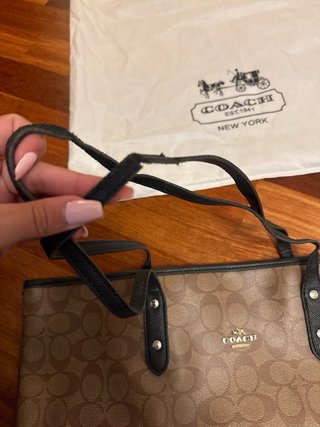 Bolso Tote Coach Marrón y Negro Grande