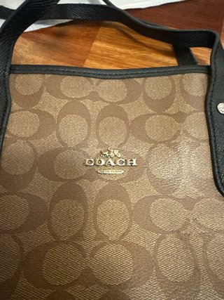 Bolso Tote Coach Marrón y Negro Grande