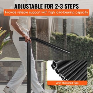 Pasamanos, Barandilla de Acero Negro para 1-3 Escalones con Capacidad de 330LBS, Pasamanos para Escaleras con Barniz de Horno, Pasamanos de Metal para Escaleras, Pasamanos Elegantes para Escaleras...