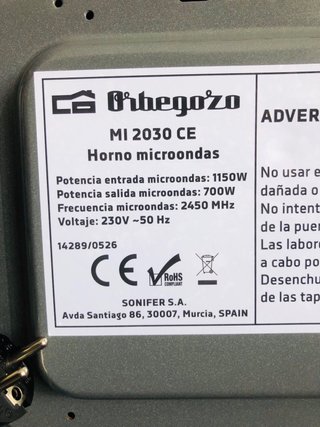 Microondas Orbegozo