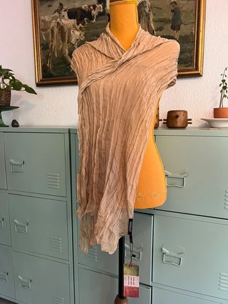 Passigatti Beige Crinkle Scarf Lightweight Elegant