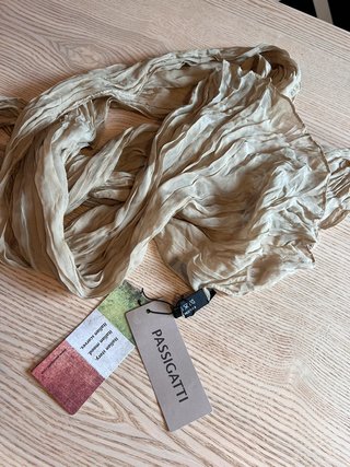 Passigatti Beige Crinkle Scarf Lightweight Elegant