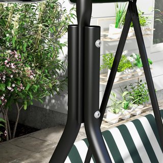 Dondolio da giardino per 3 persone con tettuccio regolabile, dondolio da esterno con poliestere traspirante e sedile in acciaio, capacità fino a 200 kg, 172X110X153 cm, verde scuro, bianco