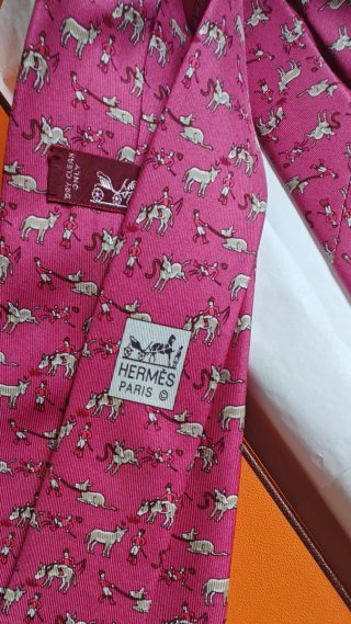 Cravatta Hermès 100% Seta - Design 'Asino/Donkey' - Nuova