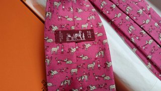 Cravatta Hermès 100% Seta - Design 'Asino/Donkey' - Nuova