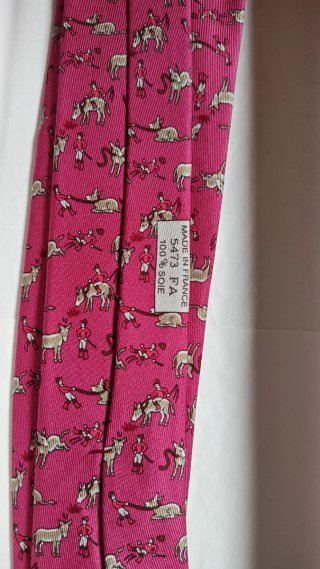 Cravatta Hermès 100% Seta - Design 'Asino/Donkey' - Nuova