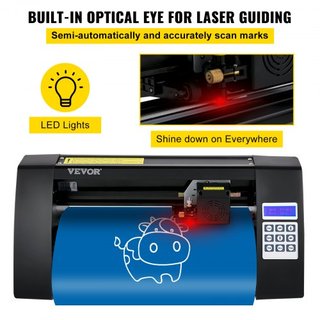 Tagliavinile, plotter da 375 mm, tagliavinile con display LED, semi-automatico con occhio ottico integrato per guida precisa, compatibile con il software SignMaster per il design...