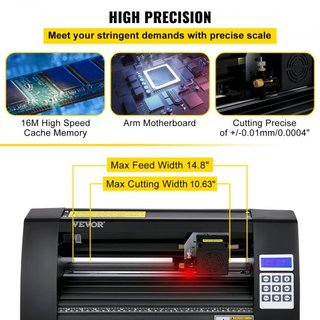 Tagliavinile, plotter da 375 mm, tagliavinile con display LED, semi-automatico con occhio ottico integrato per guida precisa, compatibile con il software SignMaster per il design...