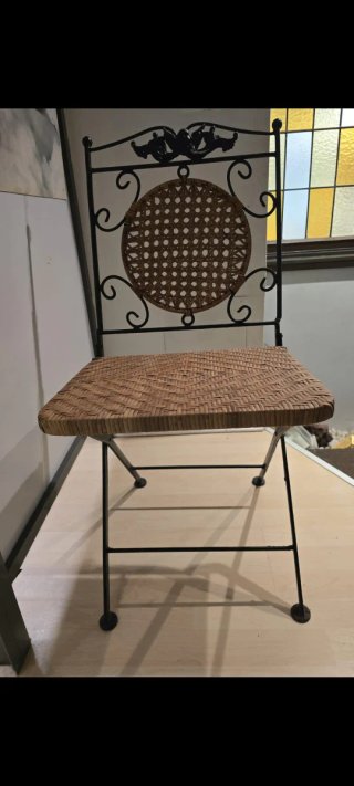 Silla forja y mimbre