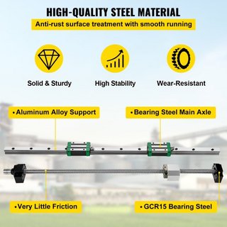 Riel Guía Lineal 2Pcs HGR20-1500mm Riel Deslizante Lineal con 1Pcs RM1605-1500mm Tornillo de Bola con Kit BF12/BK12 Riel Guía Lineal Cuadrado Para Routers CNC DIY Torno Fresadoras
