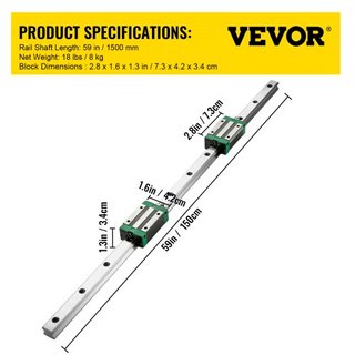 Riel Guía Lineal 2Pcs HGR20-1500mm Riel Deslizante Lineal con 1Pcs RM1605-1500mm Tornillo de Bola con Kit BF12/BK12 Riel Guía Lineal Cuadrado Para Routers CNC DIY Torno Fresadoras