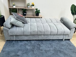 Sofá Cama Gris con Puf y Arcón