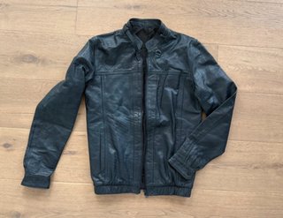 Chaqueta Piel Biker Azul Cazadora