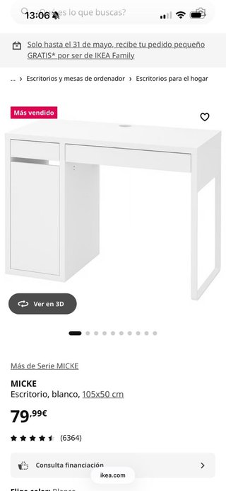 Escritorio MICKE blanco 105x50 cm