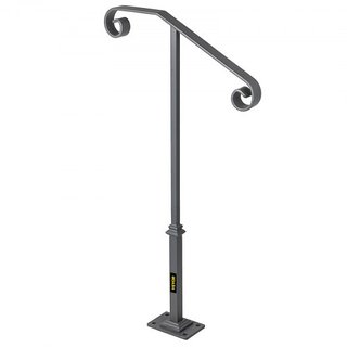 Pasamanos de Poste Único Gris Oscuro se Ajusta a 1 o 2 Escalones Pasamanos de Hierro Forjado Pasamanos de Poste Único Barandilla de Hierro Forjado Barandilla de Poste Único Pasamanos Ornamental Su...
