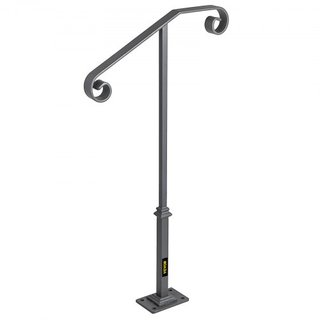 Pasamanos de Poste Único Gris Oscuro se Ajusta a 1 o 2 Escalones Pasamanos de Hierro Forjado Pasamanos de Poste Único Barandilla de Hierro Forjado Barandilla de Poste Único Pasamanos Ornamental Su...