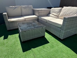 Conjunto Terraza Ratán Gris y Beige