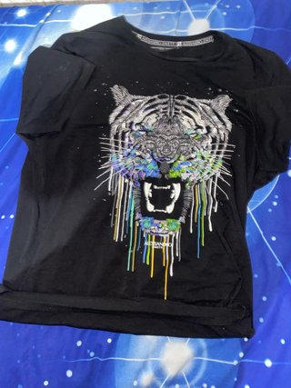T-shirt Alessandro zavetti nera con tigre