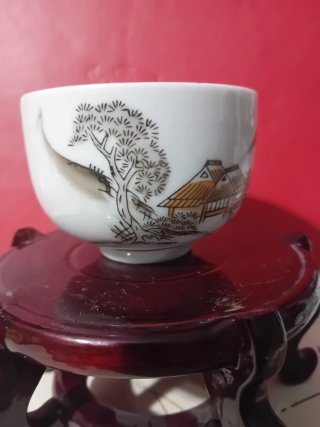 Cuenco porcelana antiguo pintado a mano