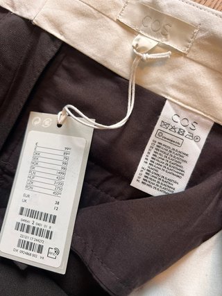 COS 98% Wool Chocolate Tailored Pants With Waist Detail NWT 99€