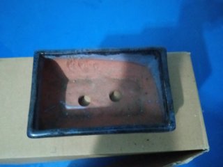 Maceta de bonsai cerámica azul y terracota