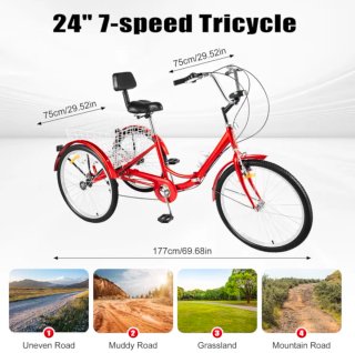 Triciclo plegable de 24 pulgadas para adultos