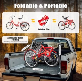 Triciclo plegable de 24 pulgadas para adultos