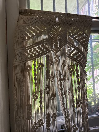 Cortina Macramé Beige Algodón