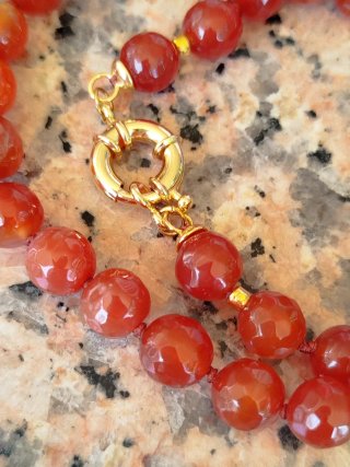 Collana pietra corniola sfaccettata