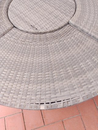 Sofá redondo de jardín ratán gris