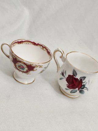 Par de Tazas Porcelana Inglesa Vintage Bone china