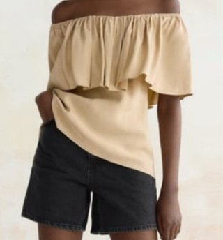 Top Zara Beige Hombros Descubiertos
