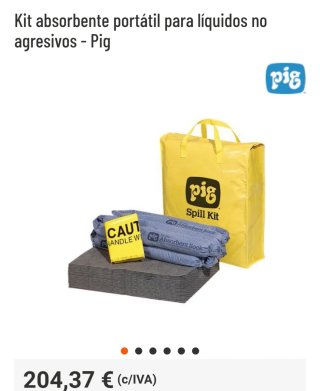 Kit absorbente portátil para líquidos no agresivos