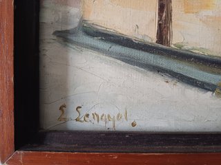 Óleo L. Lengyel — Con Sello Taller y Dedicatoria