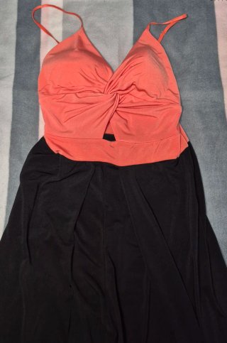 Mono largo bicolor Coral y Negro