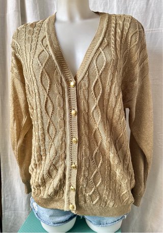Cardigan oro donna viscosa vintage